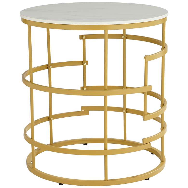 Image 3 Brassica 23 3/4" Wide Faux Marble and Gold Modern Tea Table