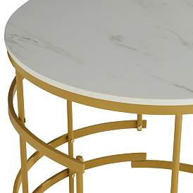 Image4 of Brassica 23 3/4" Wide Faux Marble and Gold Modern Tea Table more views