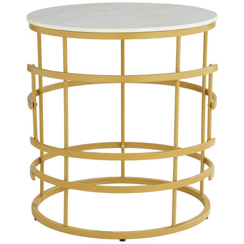 Image 6 Brassica 23 3/4" Wide Faux Marble and Gold Modern Tea Table more views