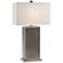 Braunvieh Gray Genuine Leather Rectangular Column Table Lamp