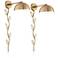 Brava Antique Brass Down-Light Plug-In Wall Lamps Set of 2 with Cord Covers