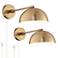 Brava Antique Brass Down-Light Plug-In Wall Lamps Set of 2 with USB Dimmers