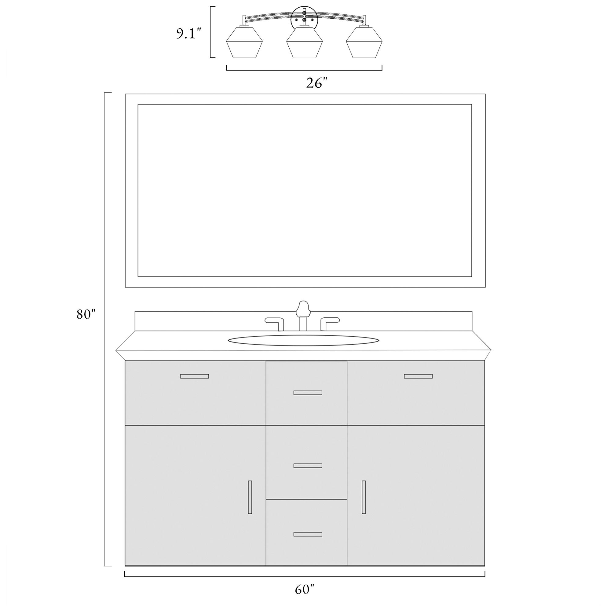 Bravaputra 3-Light Glass Bath Vanity Light - Made to Order