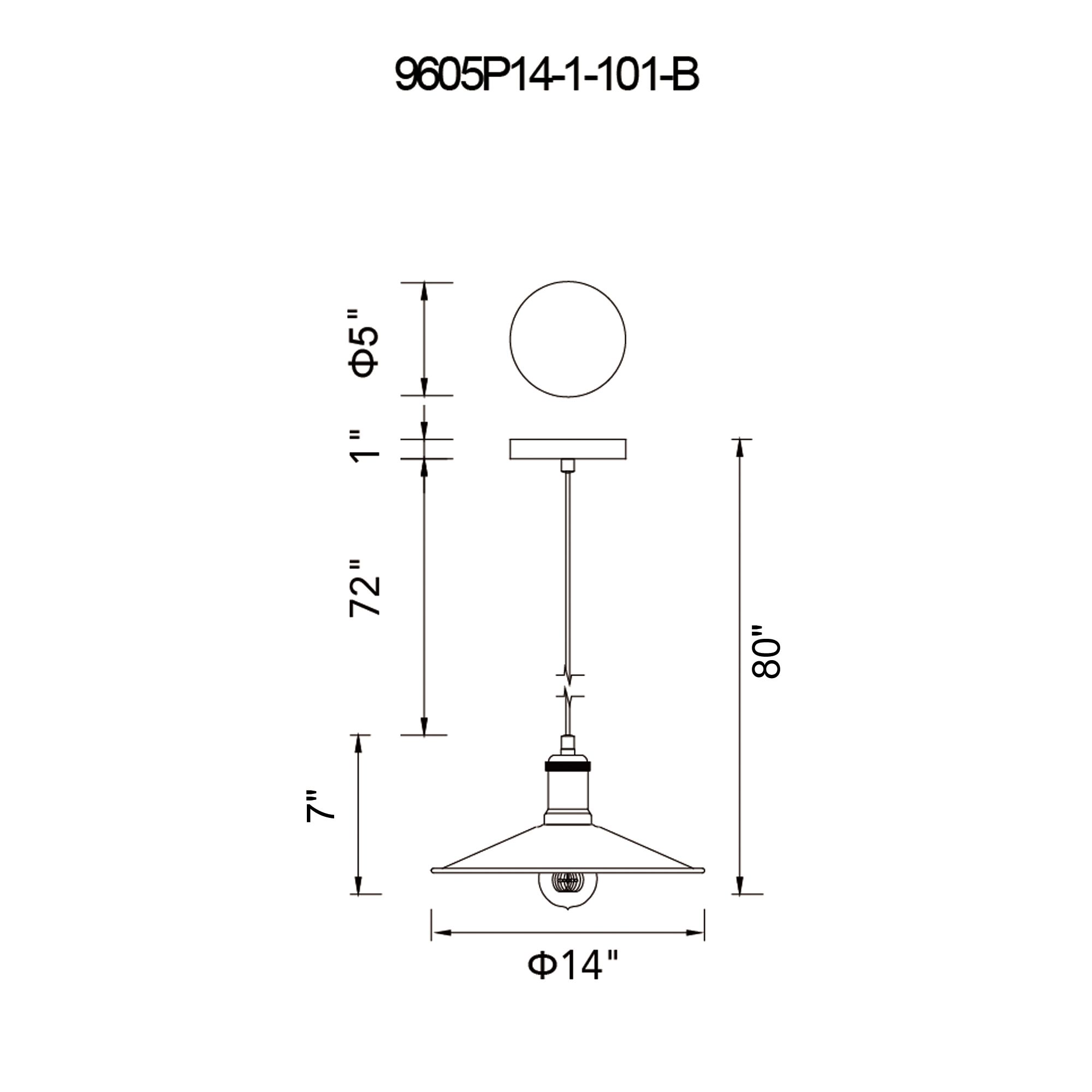Image 6 Brave 1 Light 14in Black Mini Pendant more views