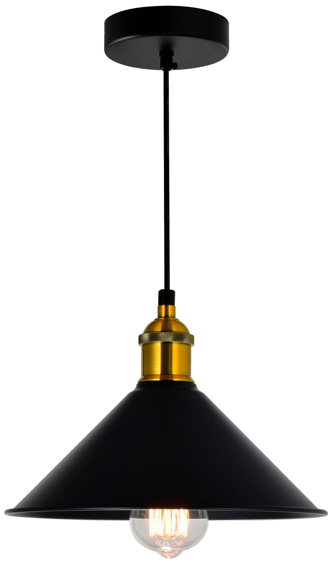 Brave 1 Light 8in Black Down Mini Pendant