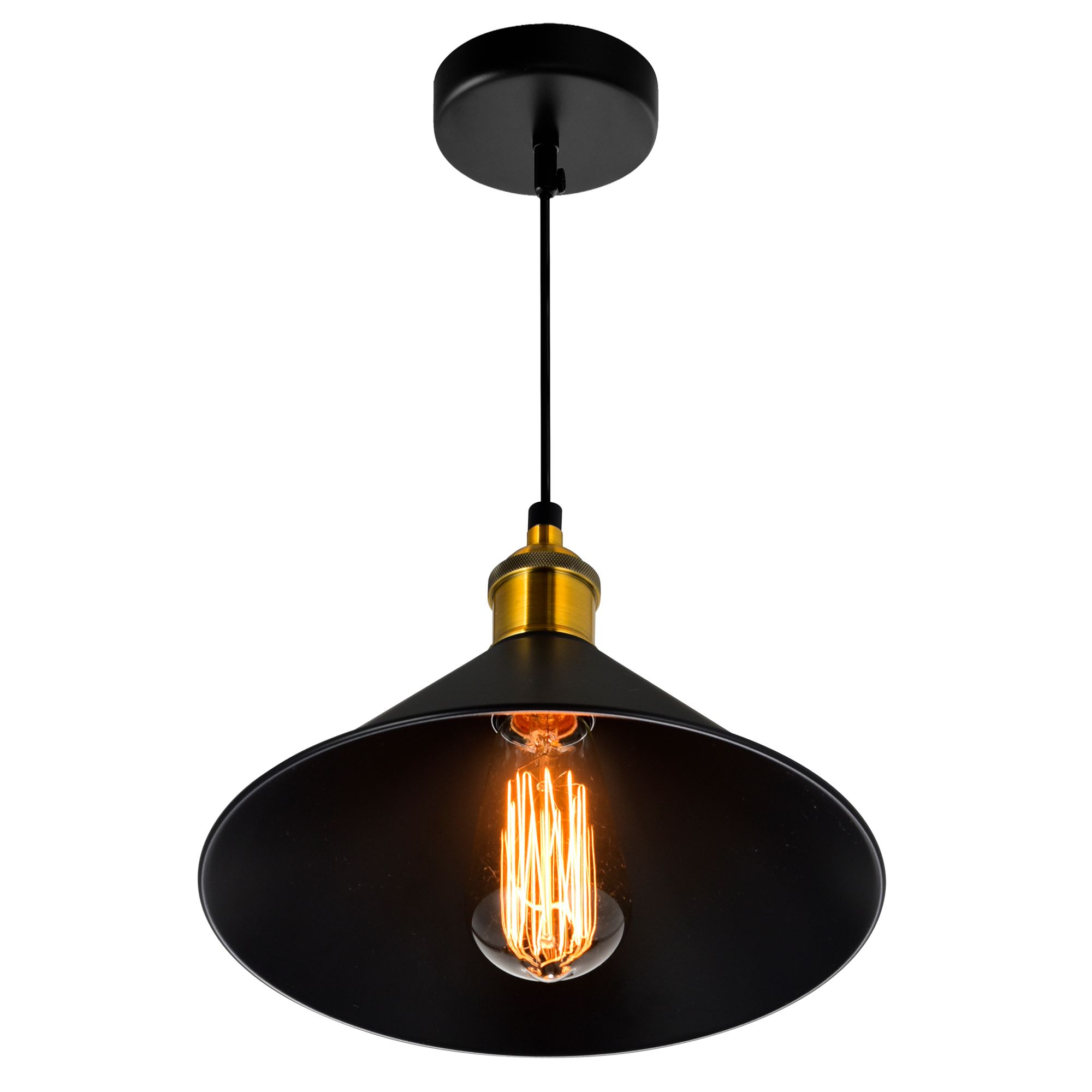 Image 3 Brave 1 Light Down Mini Pendant With Black Finish more views