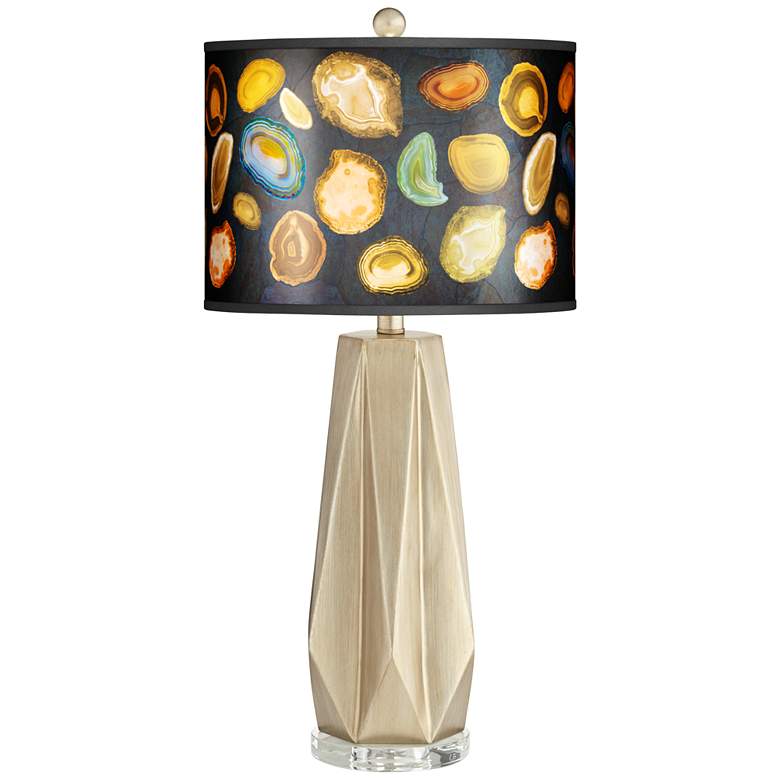 Image 1 Bravo Agates and Gems Giclee Shade Champagne Table Lamp