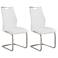 Bravo Set of 2 Dining Chairs in White Faux Leather and Stainless Steel