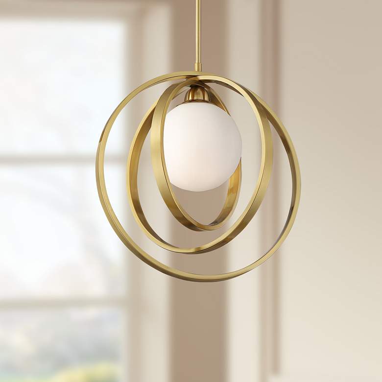 Image 1 Braxton 16 1/2" Wide Brass Multi Circular LED Pendant Light