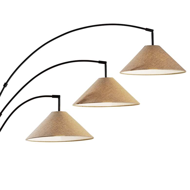 Image 3 Braxton Dark Bronze Metal 3-Arm Arc Floor Lamp more views