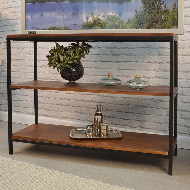Image 1 Brayden 40" Wide Chestnut Wood Rectangular Bookcase