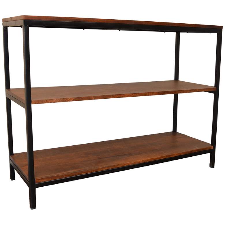 Image 4 Brayden 40" Wide Chestnut Wood Rectangular Bookcase more views