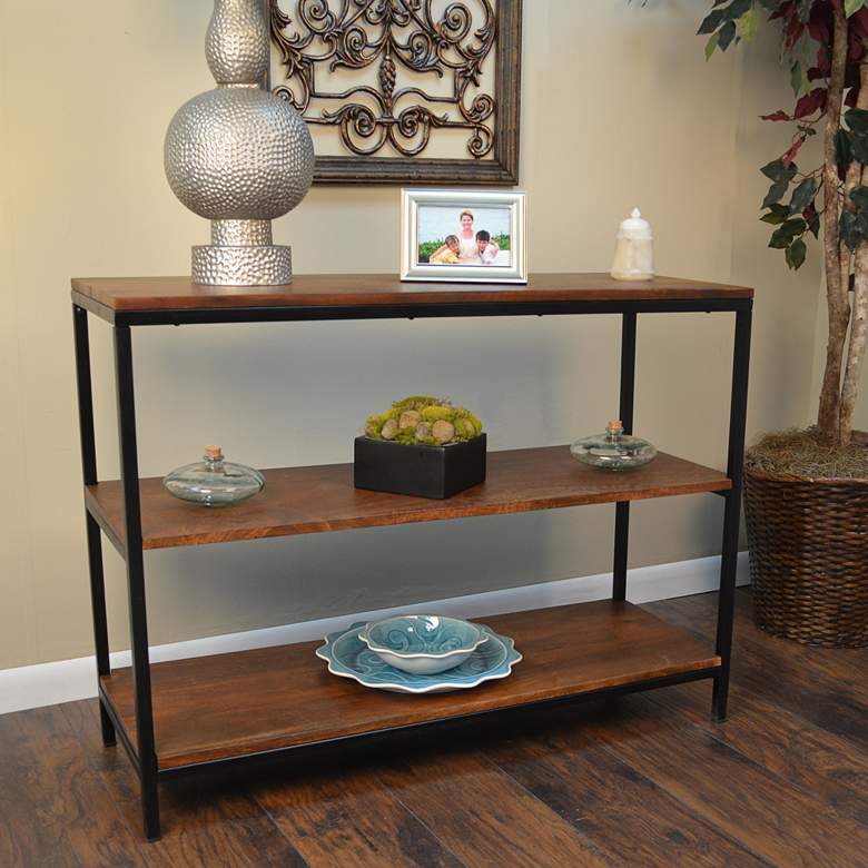 Image 5 Brayden 40" Wide Chestnut Wood Rectangular Bookcase more views