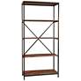1_Brayden 72" High 4-Shelf Black Steel Chestnut Wood Bookcase