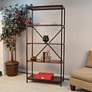 3_Brayden 72" High 4-Shelf Black Steel Chestnut Wood Bookcase more views