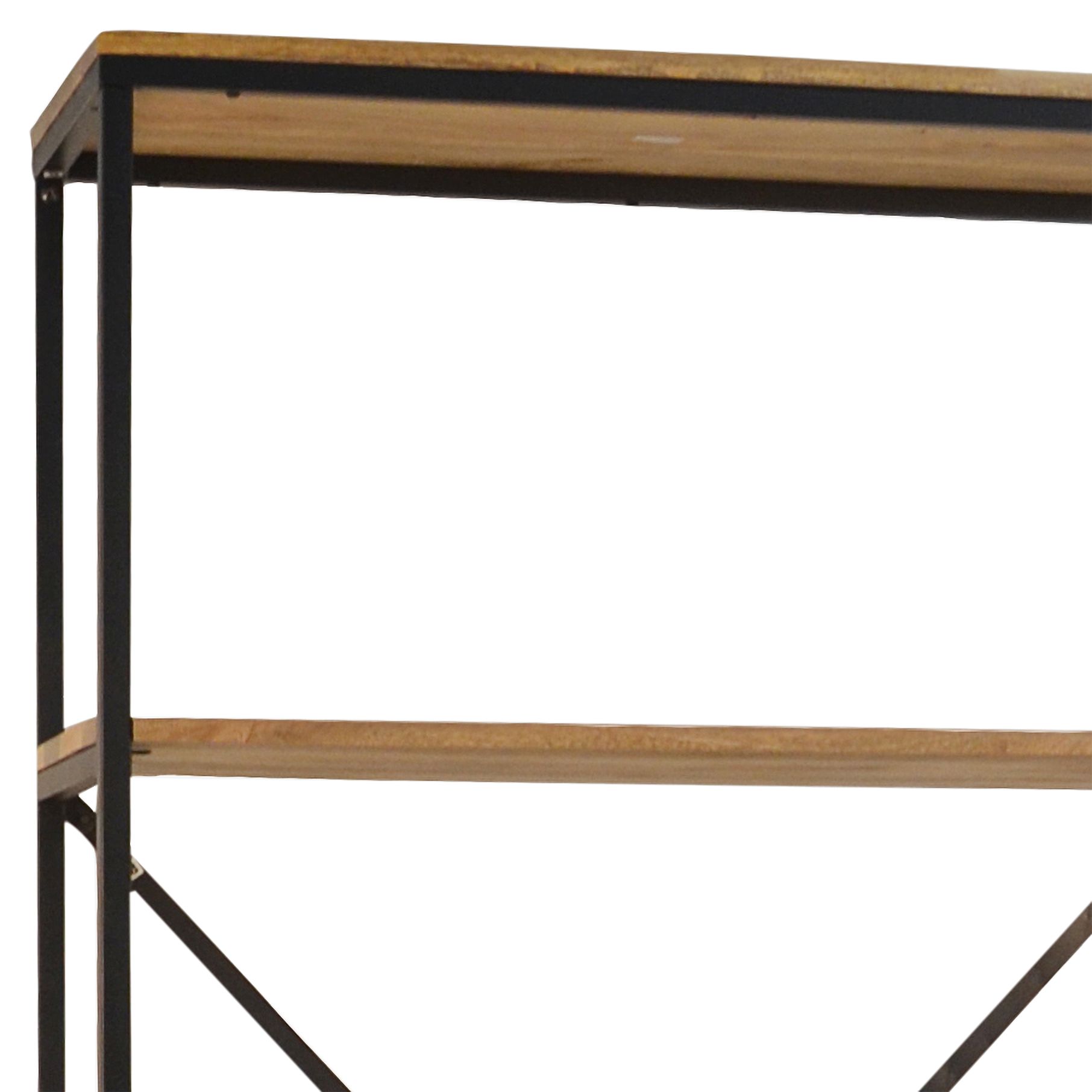 Image 2 Brayden 72"H Black Steel and Natural Wood 4-Shelf Bookcase more views