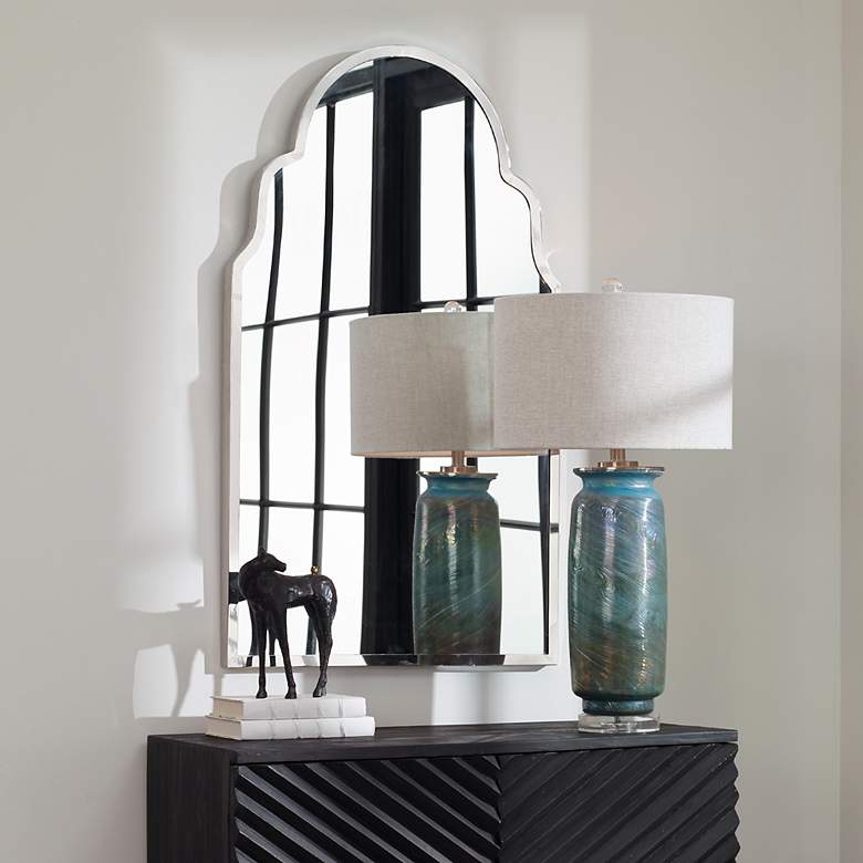Image 3 Brayden Polished Nickel 25 1/2" x 42 1/2" Arched Wall Mirror more views