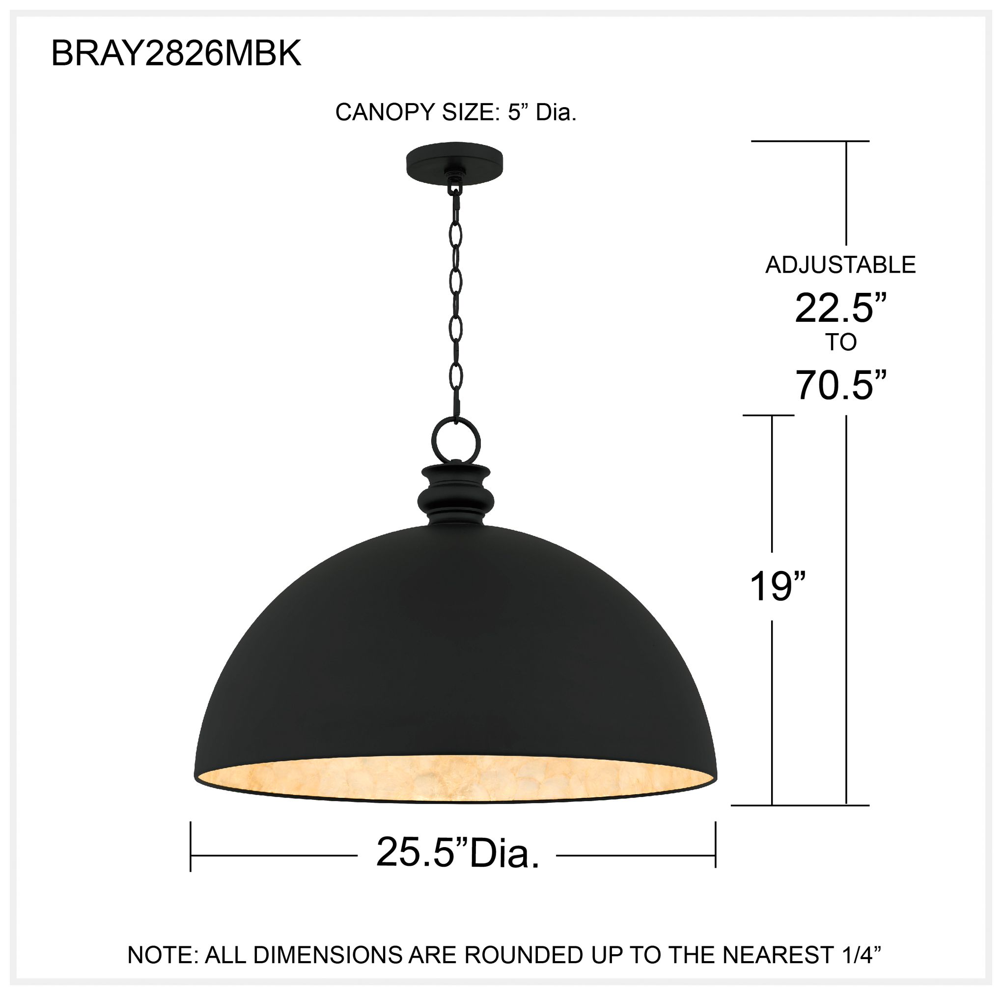 Braylon 1-Light Matte Black Pendant Light