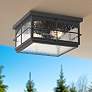 1_Braylon 12" Wide Black and Hammered Glass Outdoor Ceiling Light