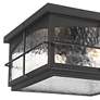 3_Braylon 12" Wide Black and Hammered Glass Outdoor Ceiling Light more views