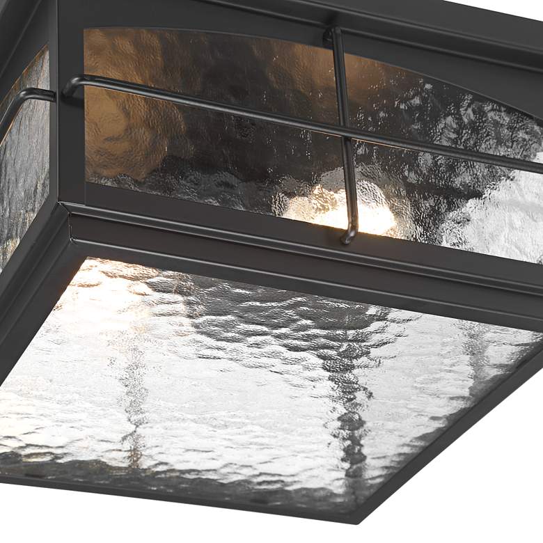 Image 4 Braylon 12" Wide Black and Hammered Glass Outdoor Ceiling Light more views