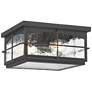 5_Braylon 12" Wide Black and Hammered Glass Outdoor Ceiling Light more views