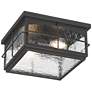 7_Braylon 12" Wide Black and Hammered Glass Outdoor Ceiling Light more views