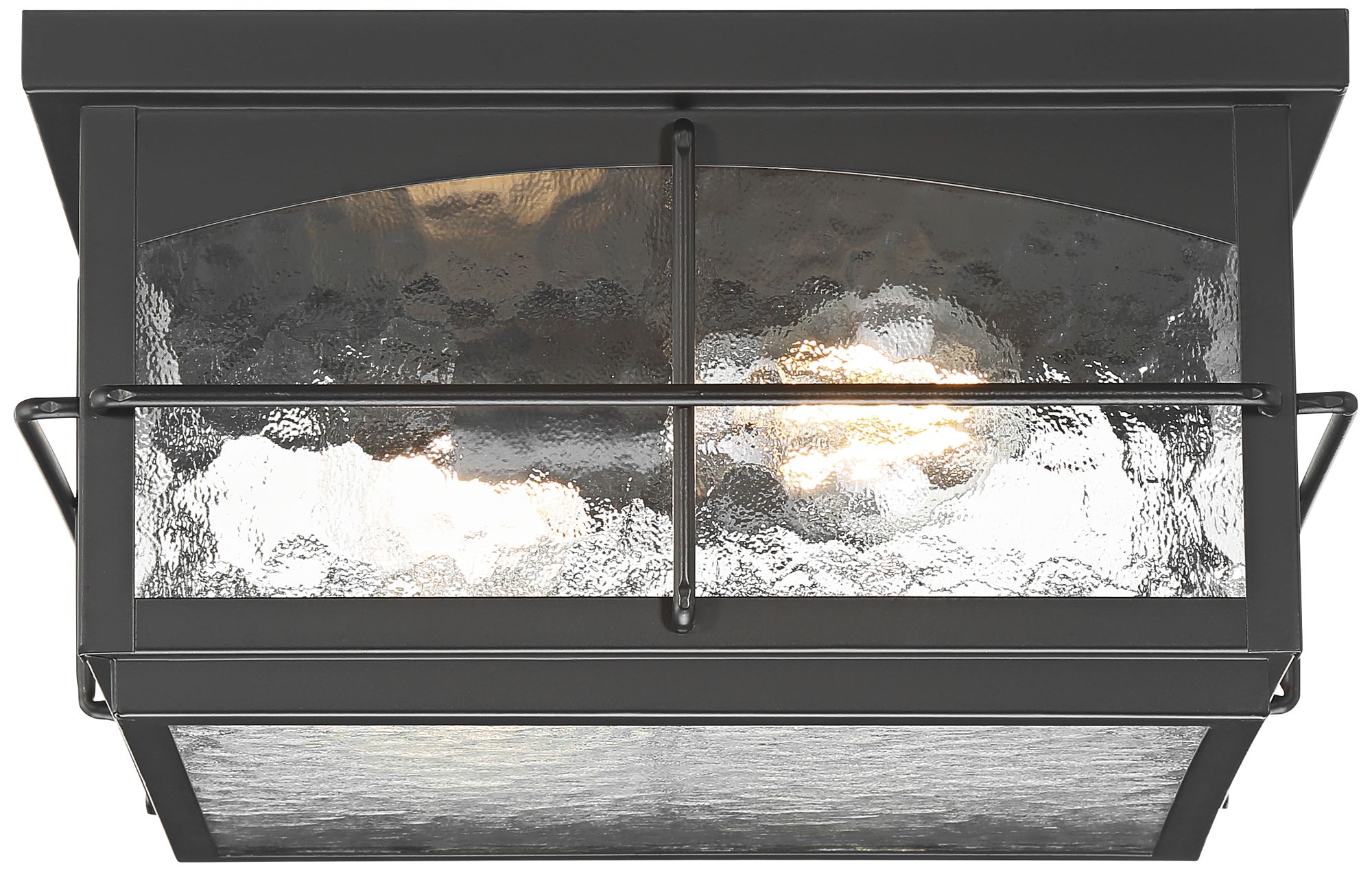 Braylon 12" Wide Black and Hammered Glass Outdoor Ceiling Light