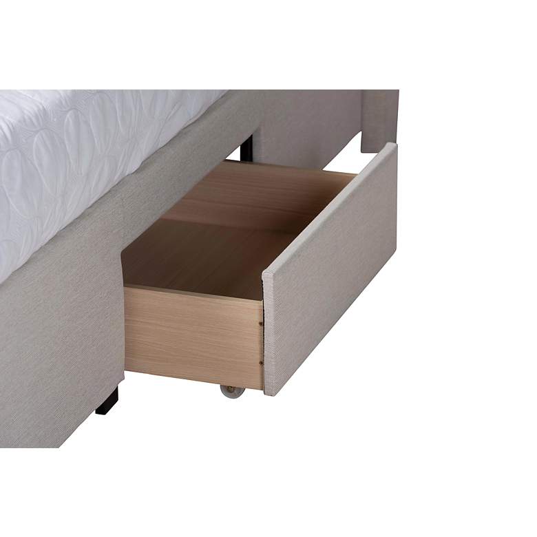 Image 4 Braylon Beige Fabric Queen Size 3-Drawer Platform Bed more views