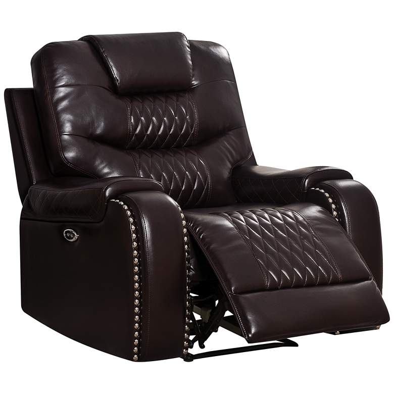 Image 1 Braylon Brown Faux Leather Tufted Recliner Chair