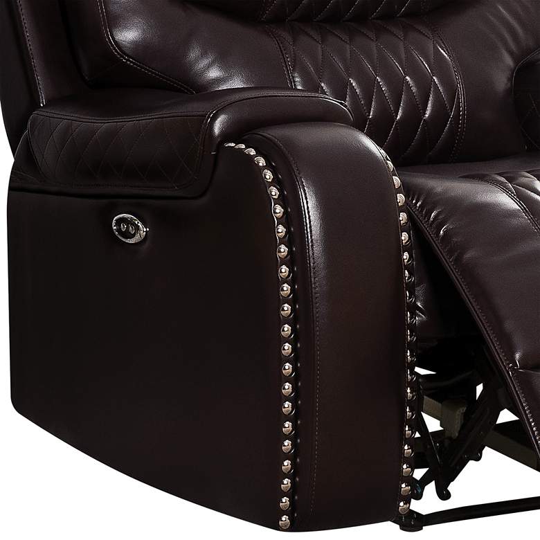 Image 3 Braylon Brown Faux Leather Tufted Recliner Chair more views