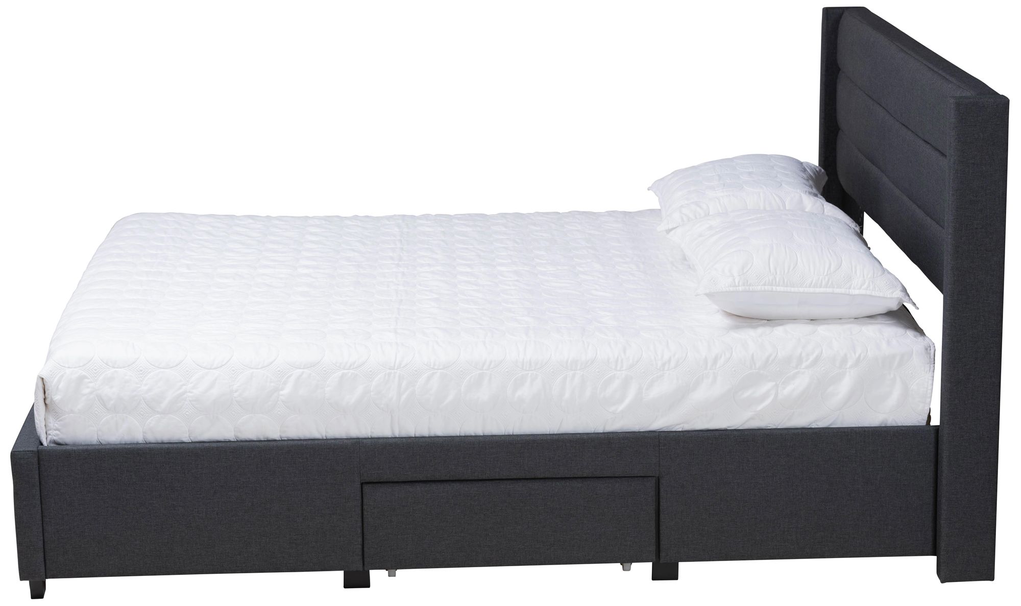 Braylon Charcoal Gray Fabric Full Size 3-Drawer Platform Bed