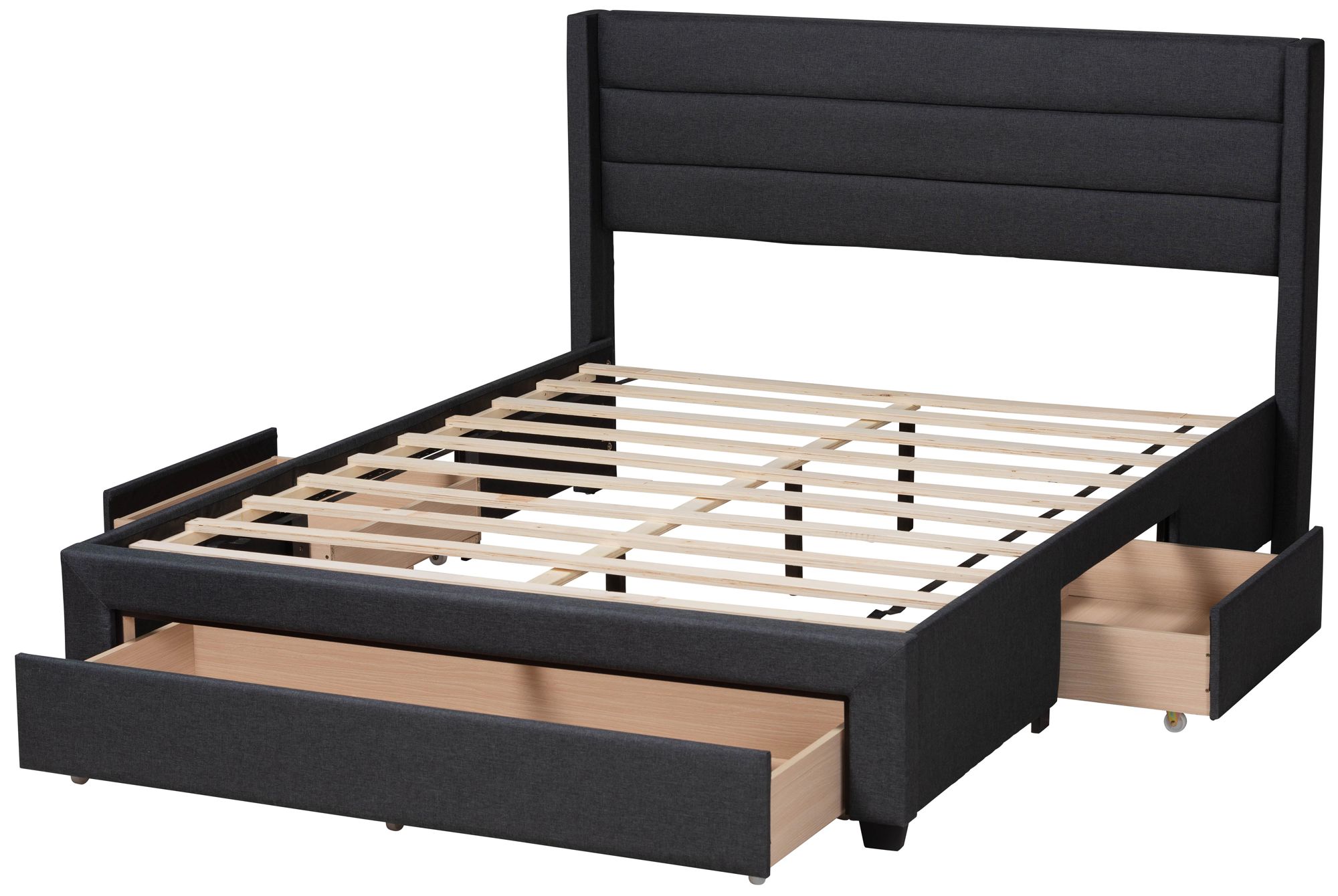 Braylon Charcoal Gray Fabric Full Size 3-Drawer Platform Bed