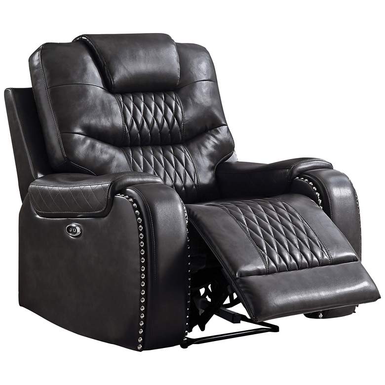 Image 1 Braylon Magnetite Faux Leather Tufted Recliner Chair