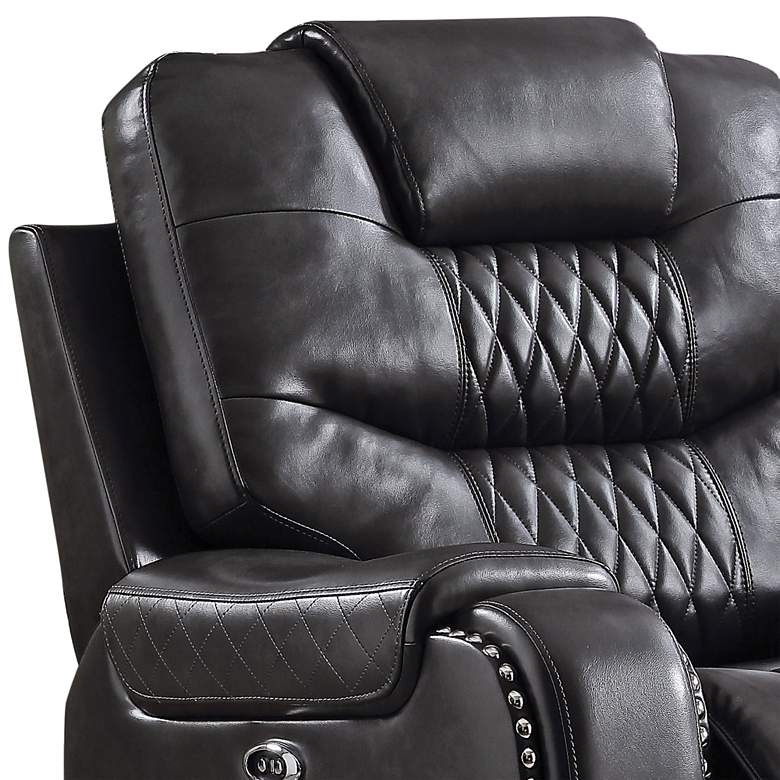 Image 2 Braylon Magnetite Faux Leather Tufted Recliner Chair more views