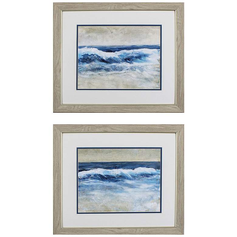 Image 2 Breaking Shore Waves 22"W x 19"H Framed Art Set of 2