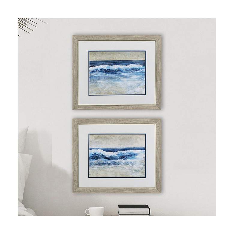 Image 1 Breaking Shore Waves 22"W x 19"H Framed Art Set of 2