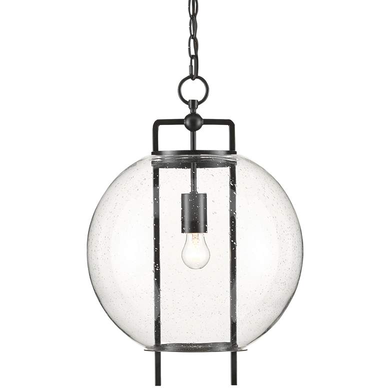 Image 2 Breakspear 14 inch Wide Antique Black Seeded Glass Pendant Light