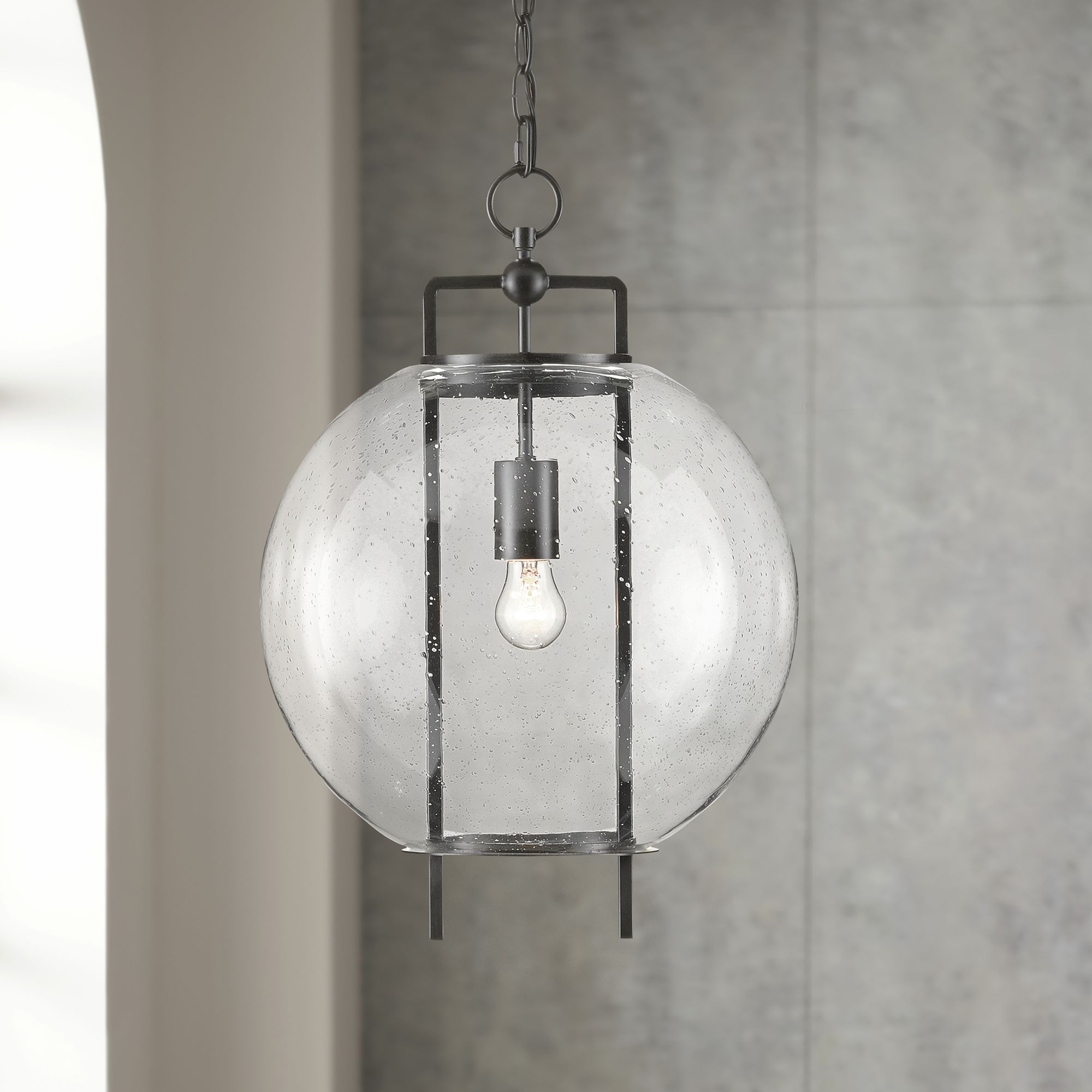 black seeded glass pendant light