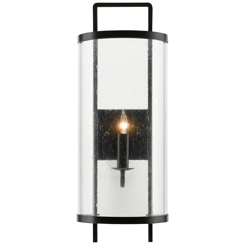 Image 1 Breakspear 21"H Antique Black and Seeded Glass Wall Sconce