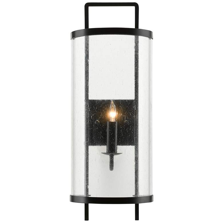 Image 1 Breakspear 21"H Antique Black and Seeded Glass Wall Sconce