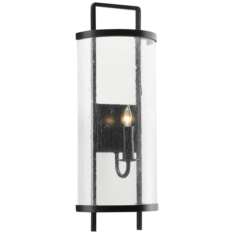 Image 4 Breakspear 21 inchH Antique Black and Seeded Glass Wall Sconce more views