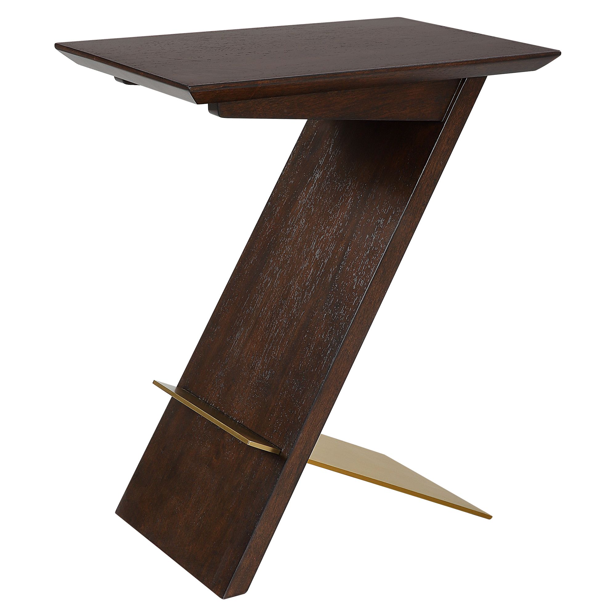 Image 5 Breakthrough 17 1/4" Wide Brown Wood and Brass Accent Table more views