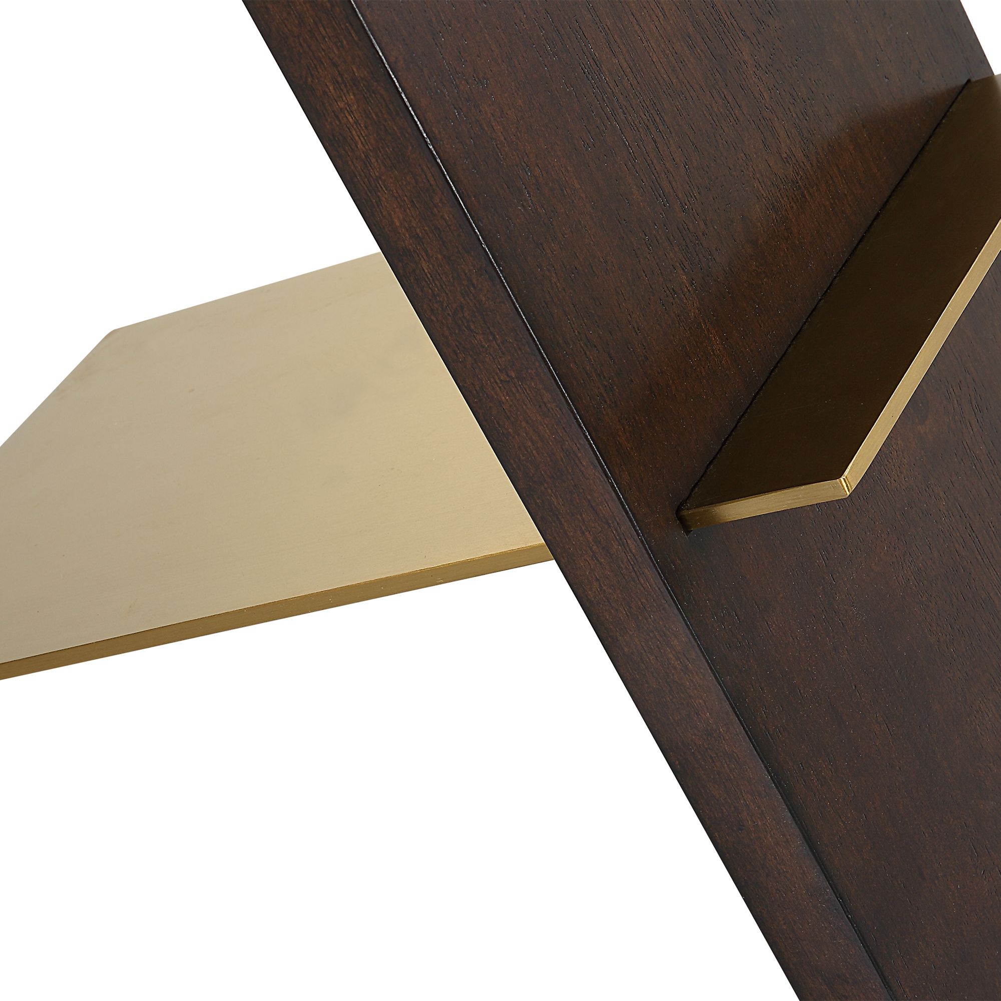 Breakthrough 17 1/4" Wide Brown Wood and Brass Accent Table