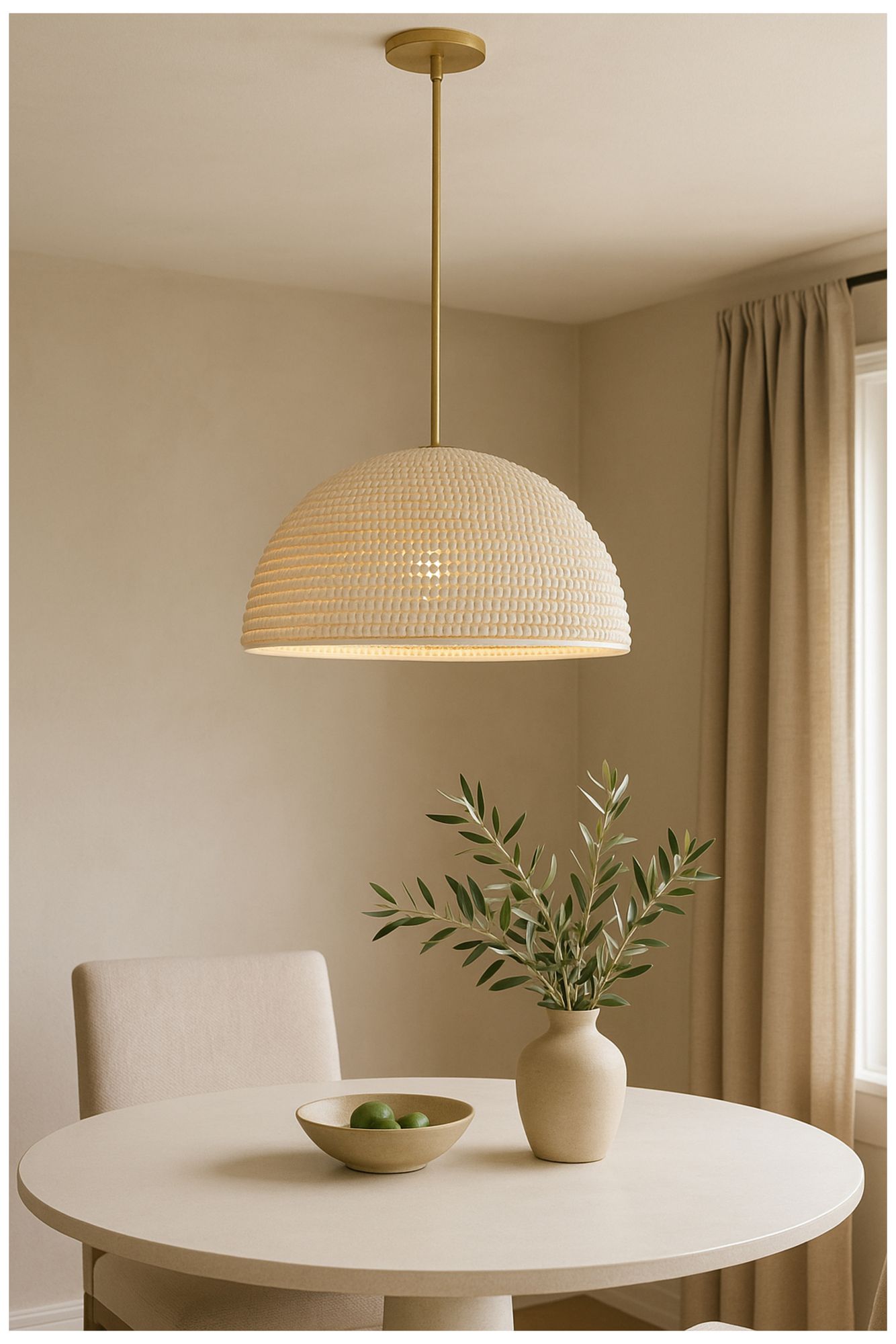 Breanne 20" Wide Vintage White, Matte White Pendant