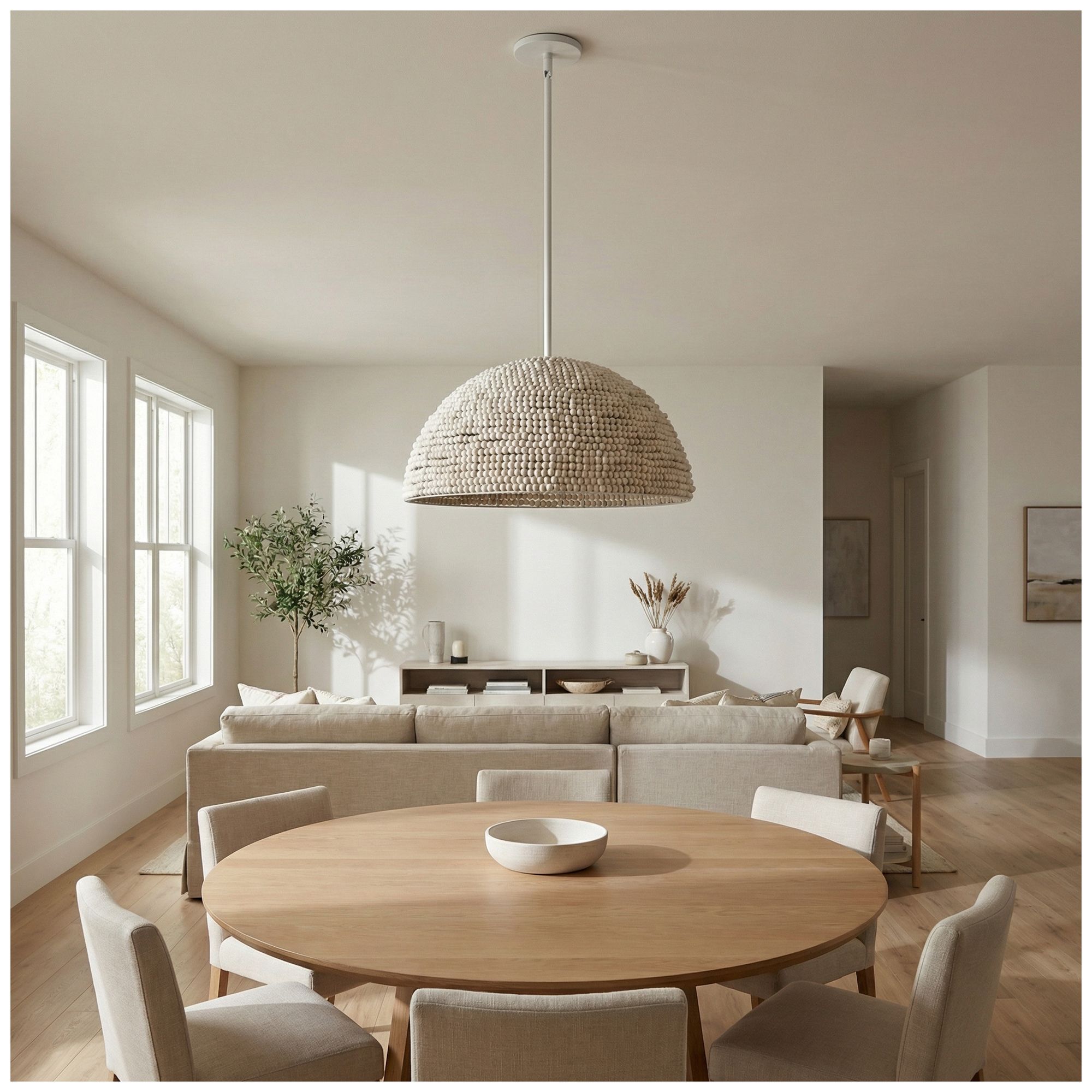 Breanne 20" Wide Vintage White, Matte White Pendant