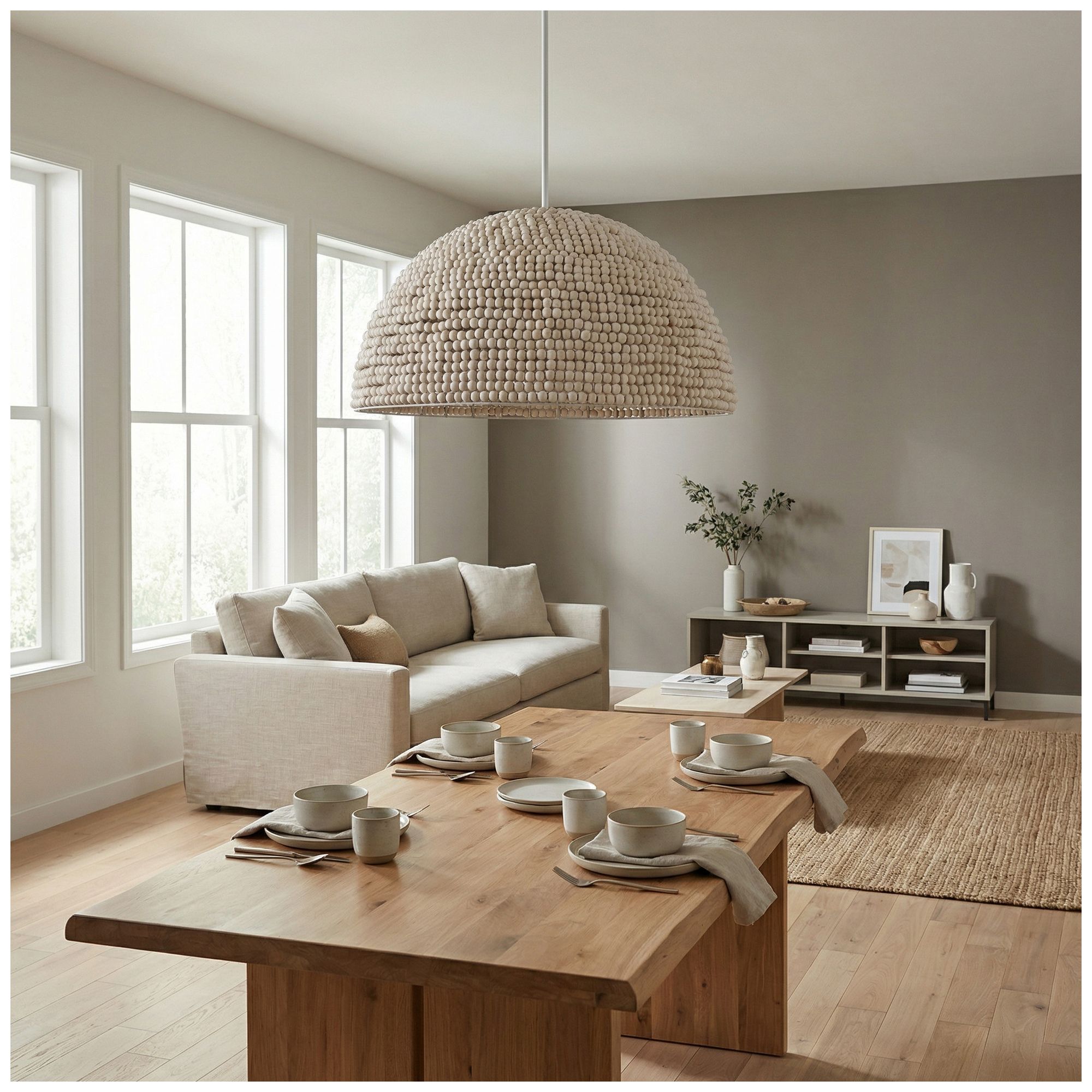 Breanne 35" Wide 4-Light Vintage White, Matte White Pendant