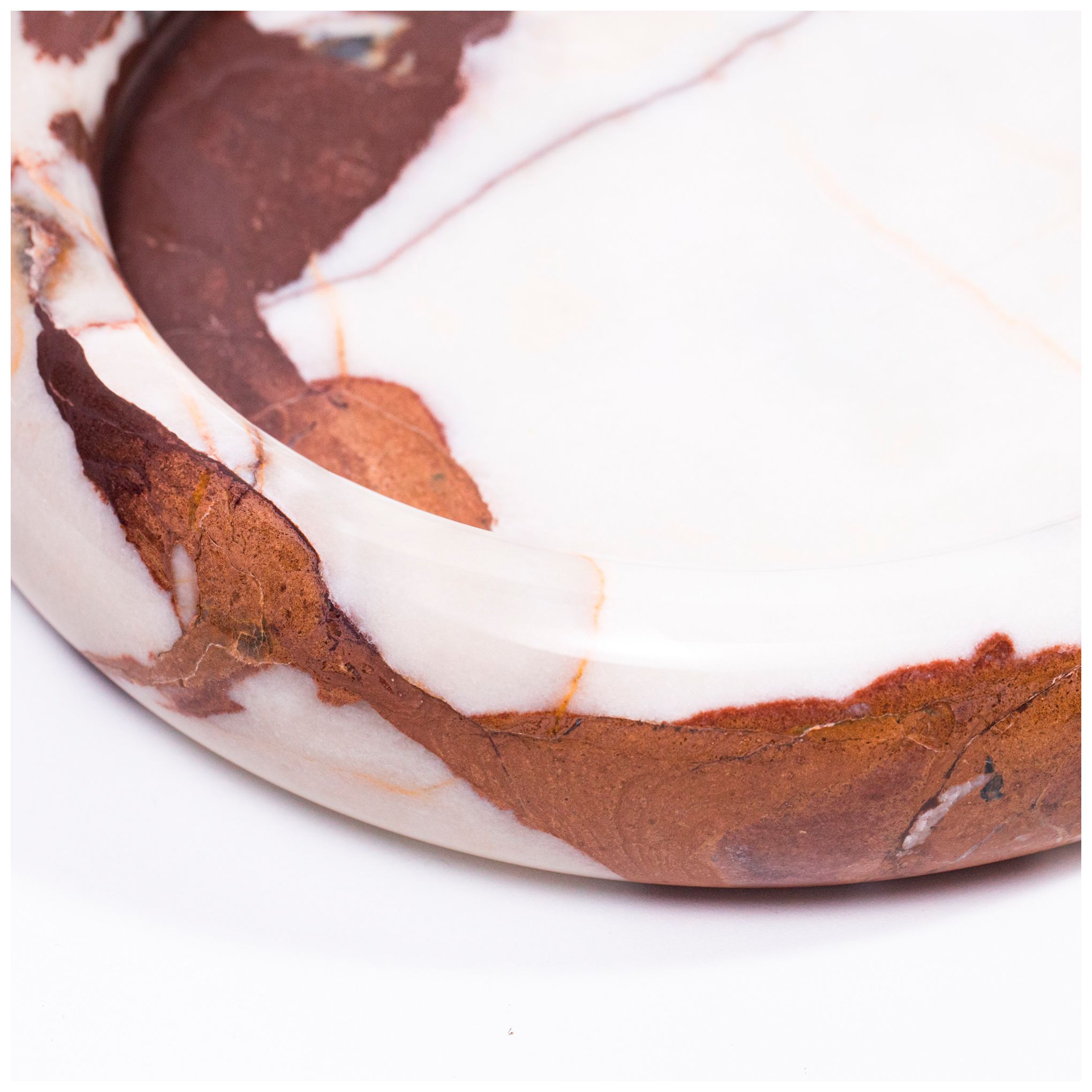 Image 4 Breccia Marble White Brown Round Edged Catch-All more views