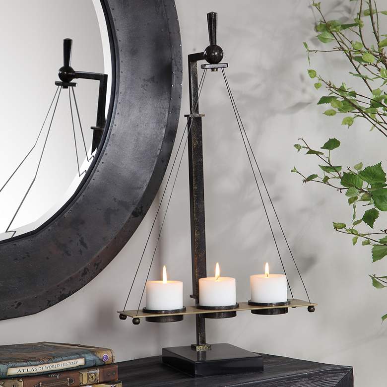 Image 1 Breckenridge 29 1/4" High Black Brass Pillar Candle Holder