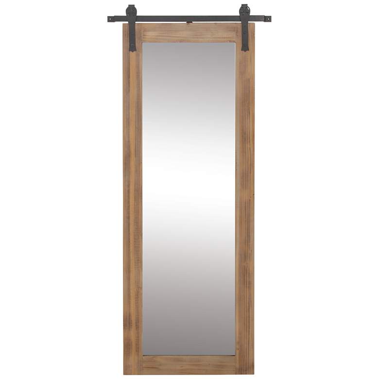 Image 2 Breckin Distressed Brown Wood 34" x 71" Wall/Floor Mirror